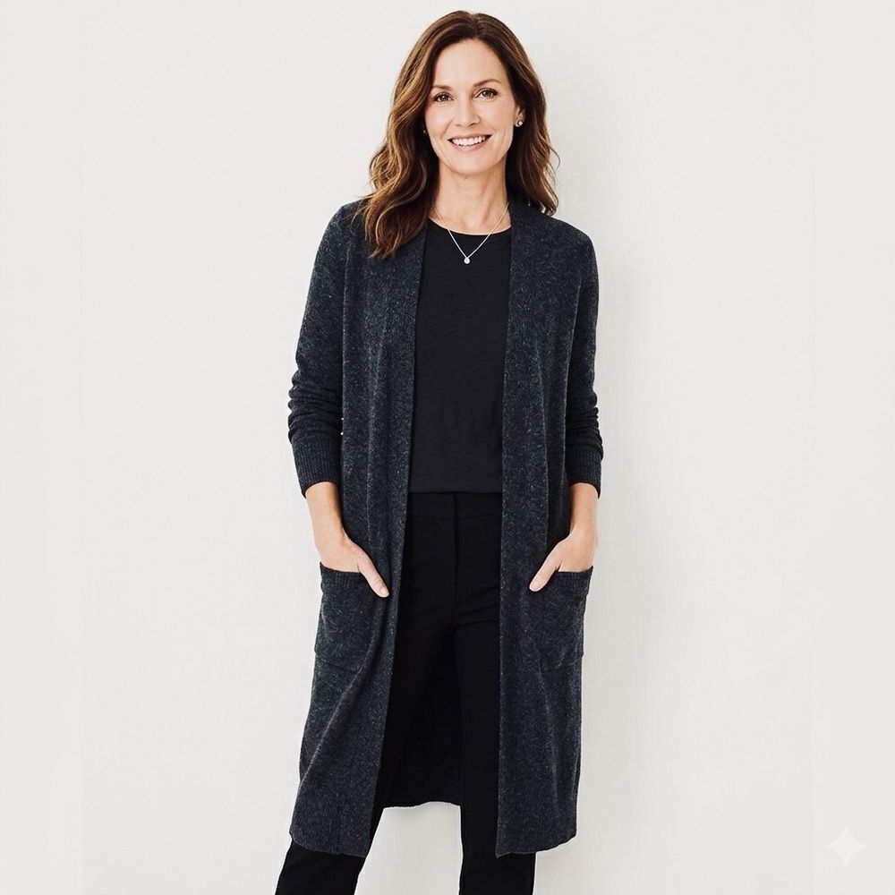 Loft Plus Elegant Open Front Long Cardigan Size 16-18